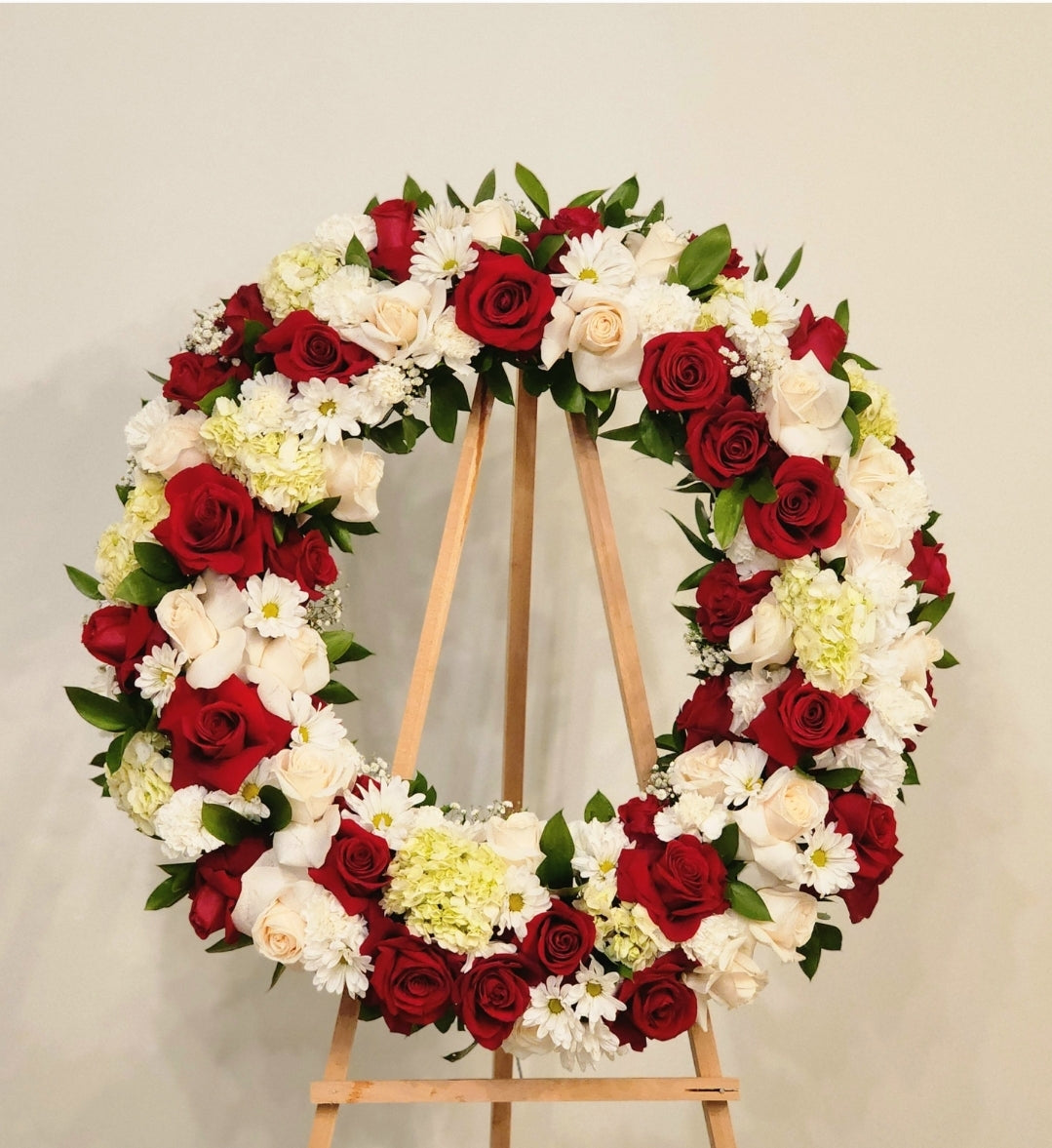 Red & White Sympathy Standing Wreath